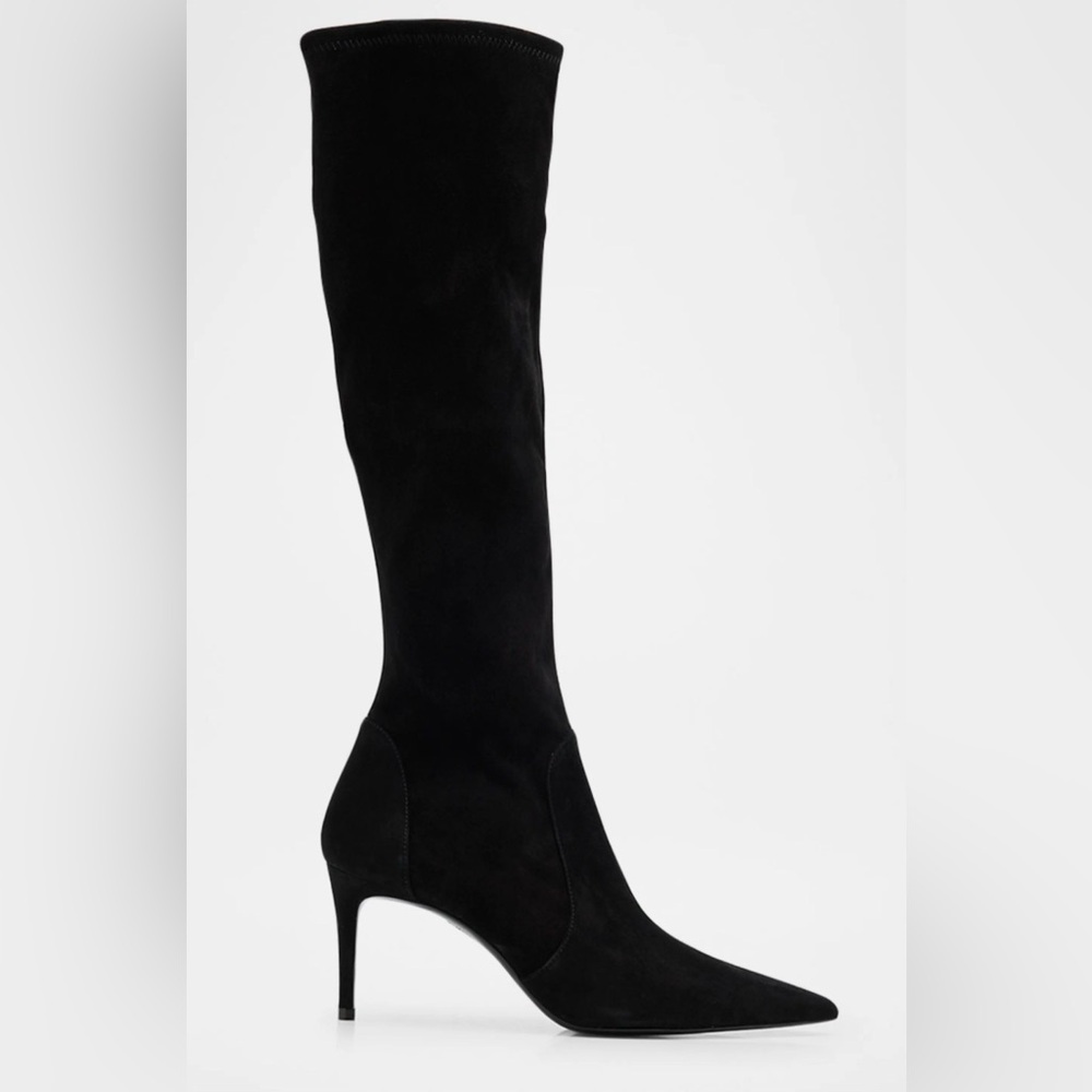 Stuart Weitzman Black Over-the-Knee Pointed Toe Stiletto Boots